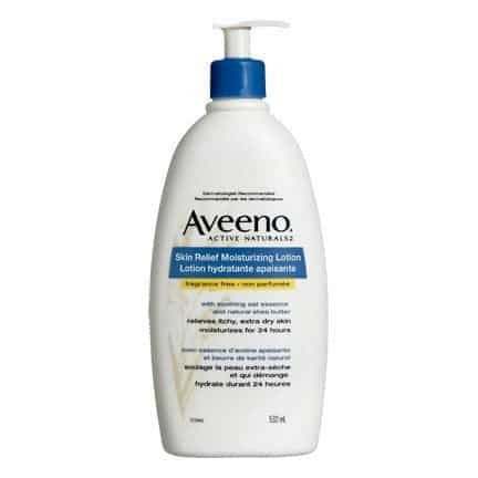 A bottle of Aveeno moisturizing lotion