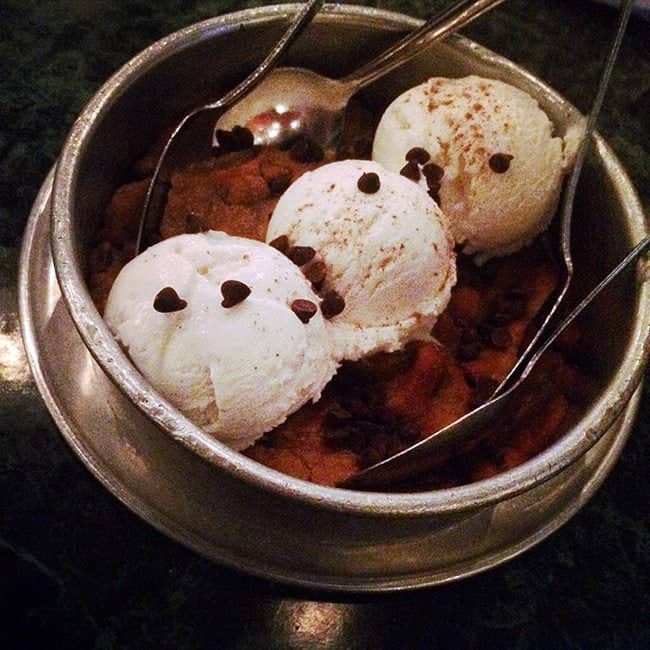 pizza cookie, topped with ice cream