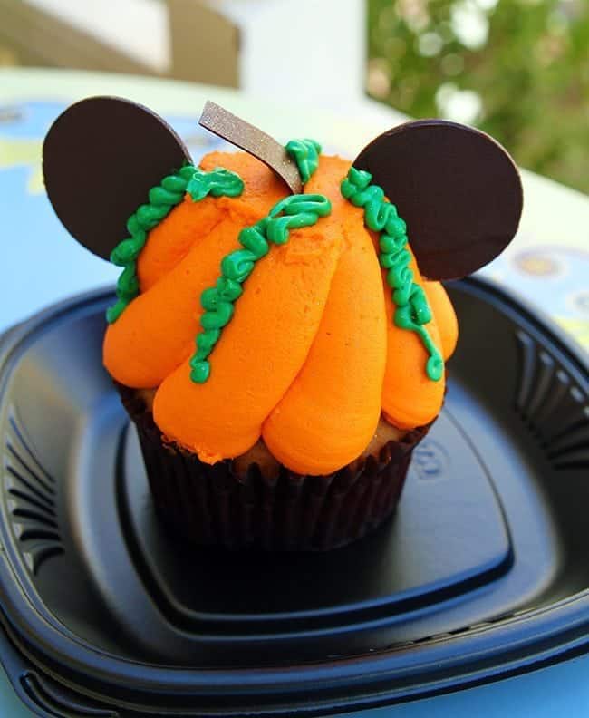Halloween cupcake with orange icing and chocolate topping