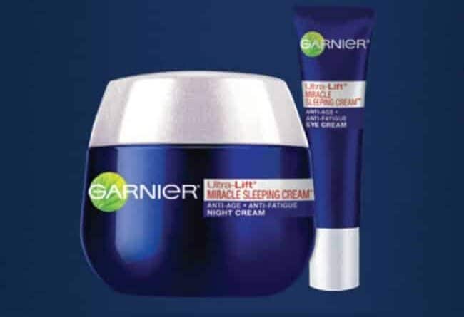 Garnier Ultra-Lift Miracle Sleeping Night Cream in Blue Background