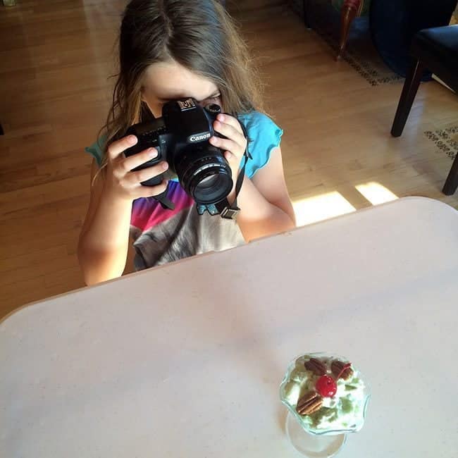 little girl Photographing the Watergate Salad