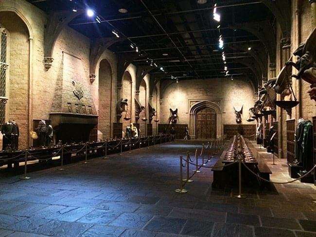 The Great Hall of Hogwarts inside the Making of Harry Potter Studio