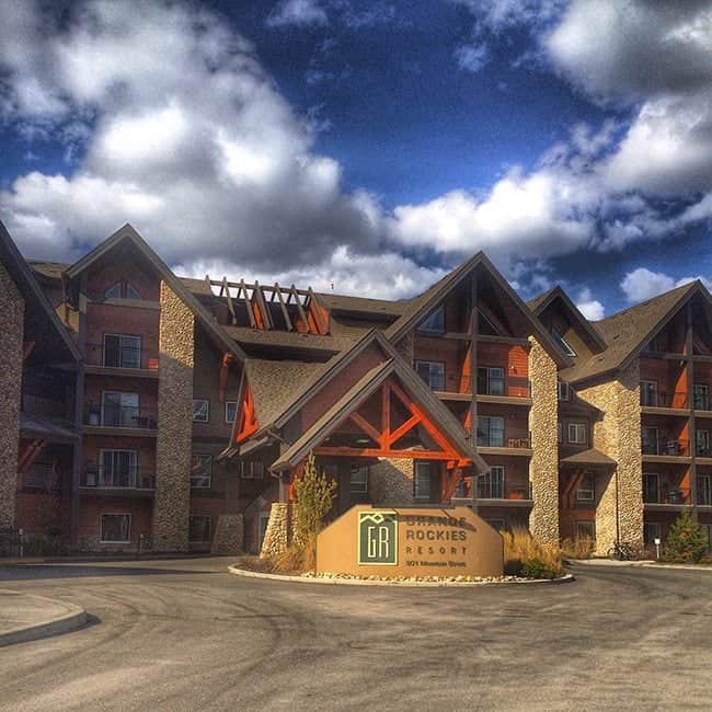 view in the front of The Grande Rockies Resort, Canmore, Alberta