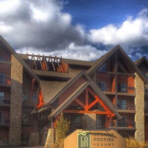 view in the front of The Grande Rockies Resort, Canmore, Alberta