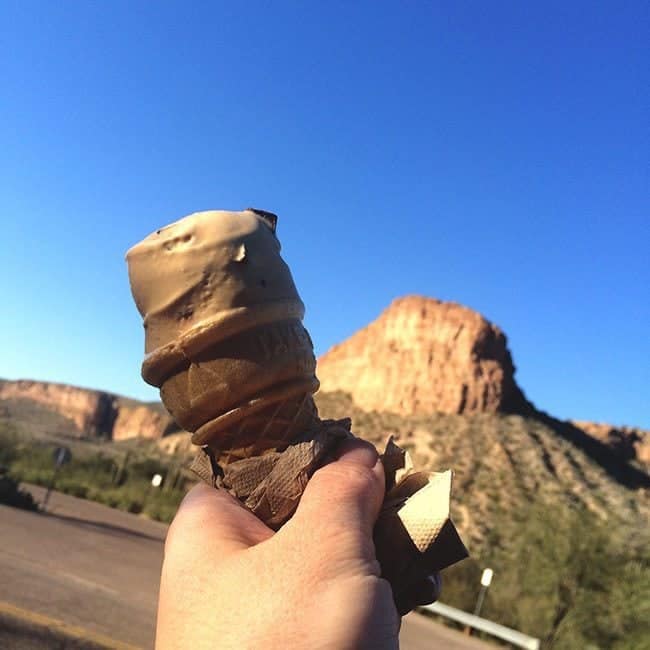 Ice cream and a mountain view