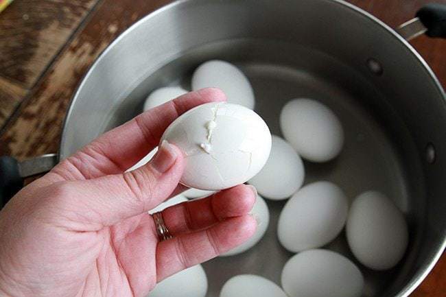 Removing the shells of The Hard Boiled Eggs