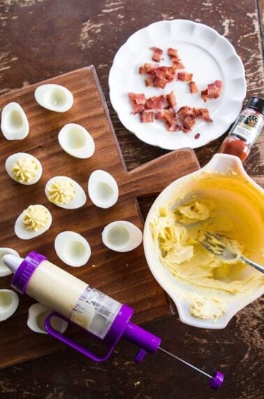 Smoky Bacon Deviled Eggs using Hard Boiled Eggs