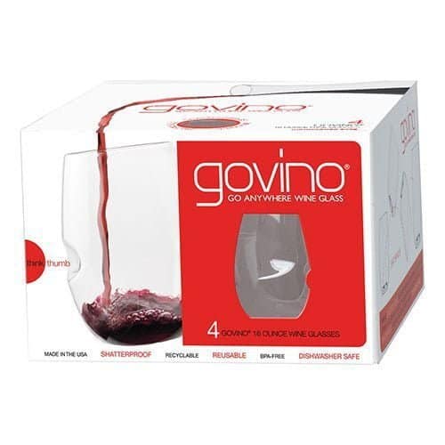 box of Govino brand shatterproof wine glasses