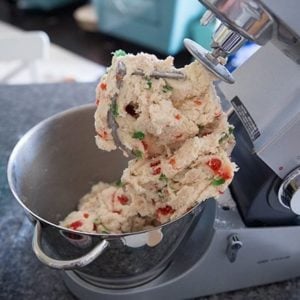 Christmas Scones dough in a mixer