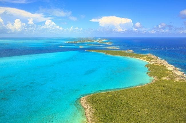 aerial view of beach in the Islands of The Bahamas