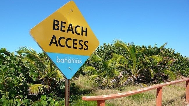 signage for Bahamas beach access