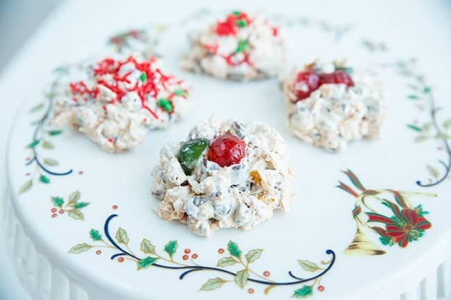 4 pieces Chocolate Corn Flake Meringues with cherries on top