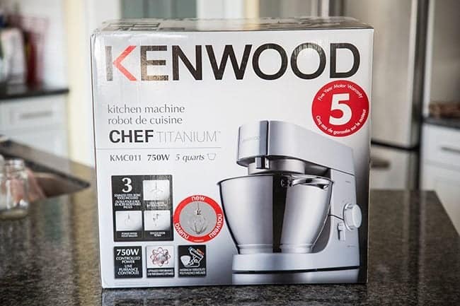 a box of Kenwood brand mixer