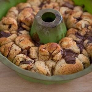 baked dough balls of Monkey Bread in a bundt pan