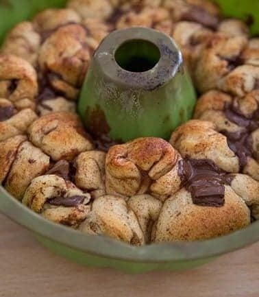 baked dough balls of Monkey Bread in a bundt pan