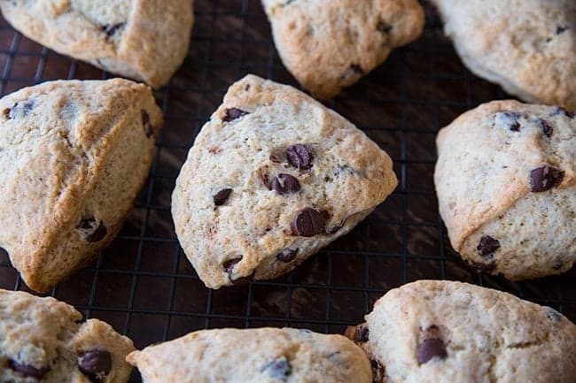 Close up of Chocolate Chip Banana Bread Scones