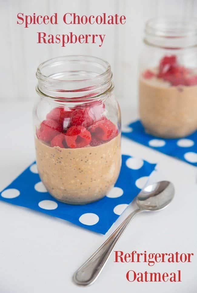 Spiced Chocolate Raspberry Refrigerator Oatmeal from @kitchenmagpie