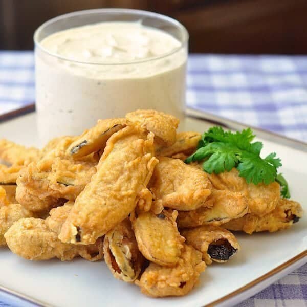 deep-fried pickles Paired with the Chipotle Ranch Dip