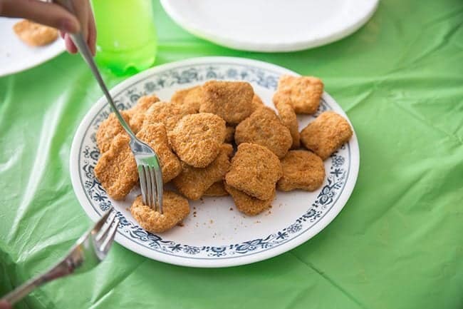 plate full of chicken nuggets