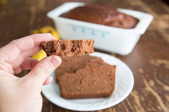 Sponge like texture of Chocolate Banana Bread in the inside