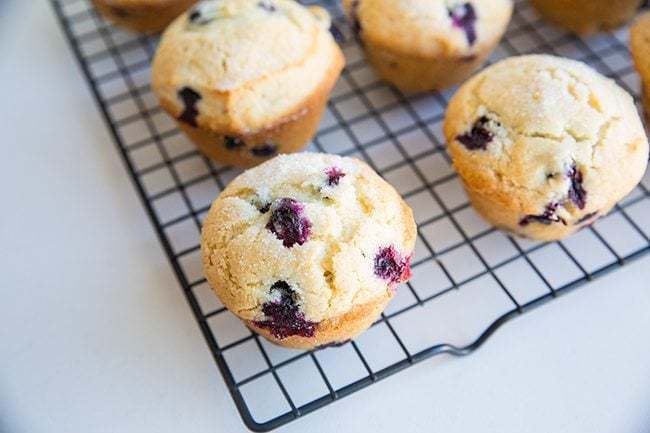 Bakery Style Blueberry Muffins with finishing sugar on top