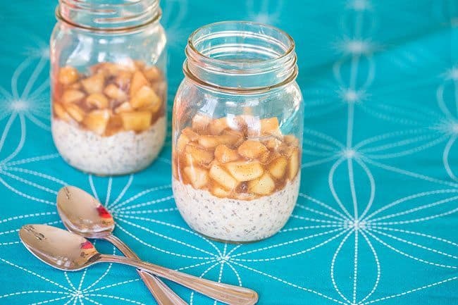 Two jars of Apple Pie Overnight Refrigerator Oatmeal