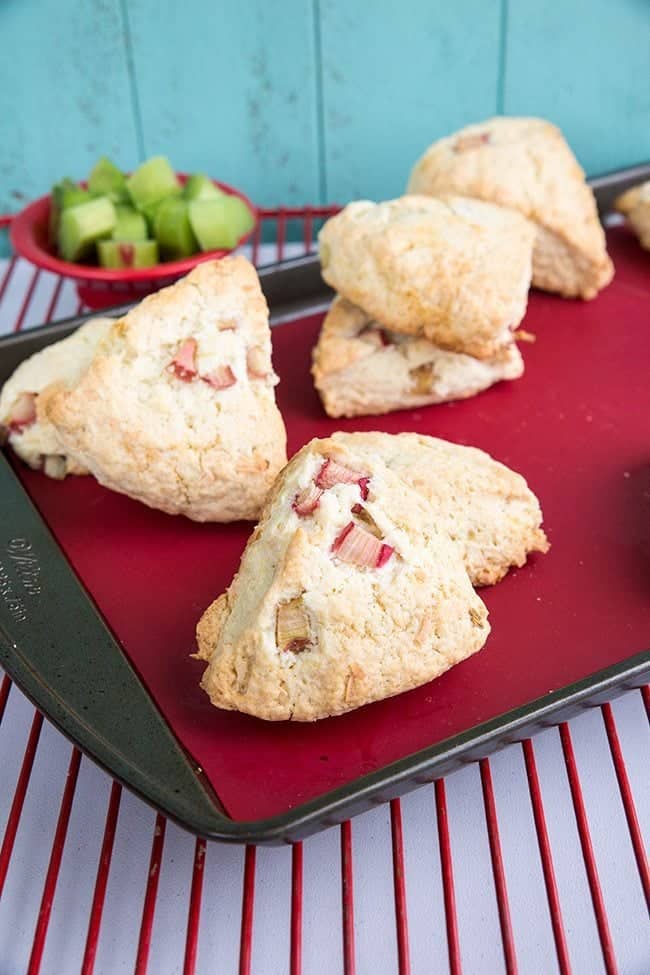 Close up photo of Coconut Rhubarb Scones 