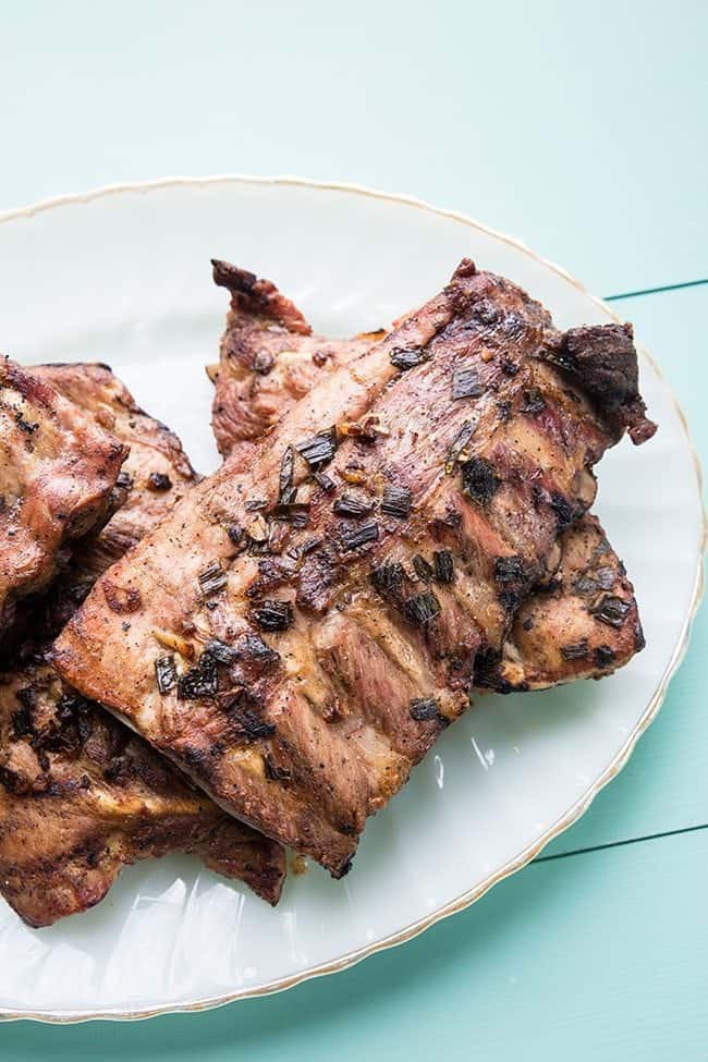 Salt and Pepper Ribs in a white oval plate