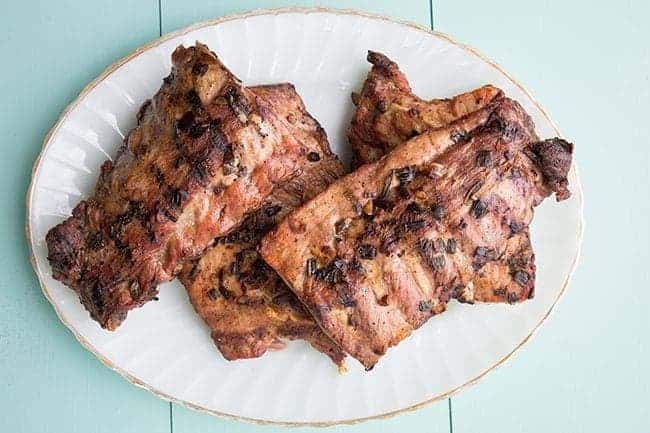 Salt and Pepper Ribs in a white oval plate