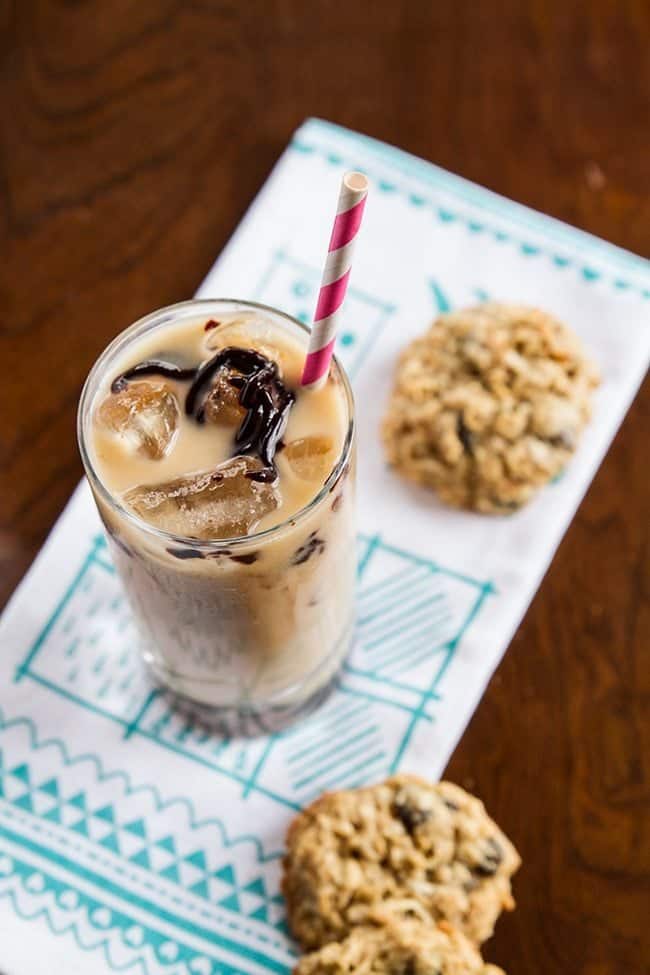 Boozy Bourbon Black Cow Drink with Chocolate Sauce on Top