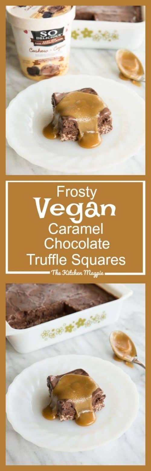 Truffle Square Frosty Vegan Caramel Chocolate Truffle Squares - The Kitchen Magpie