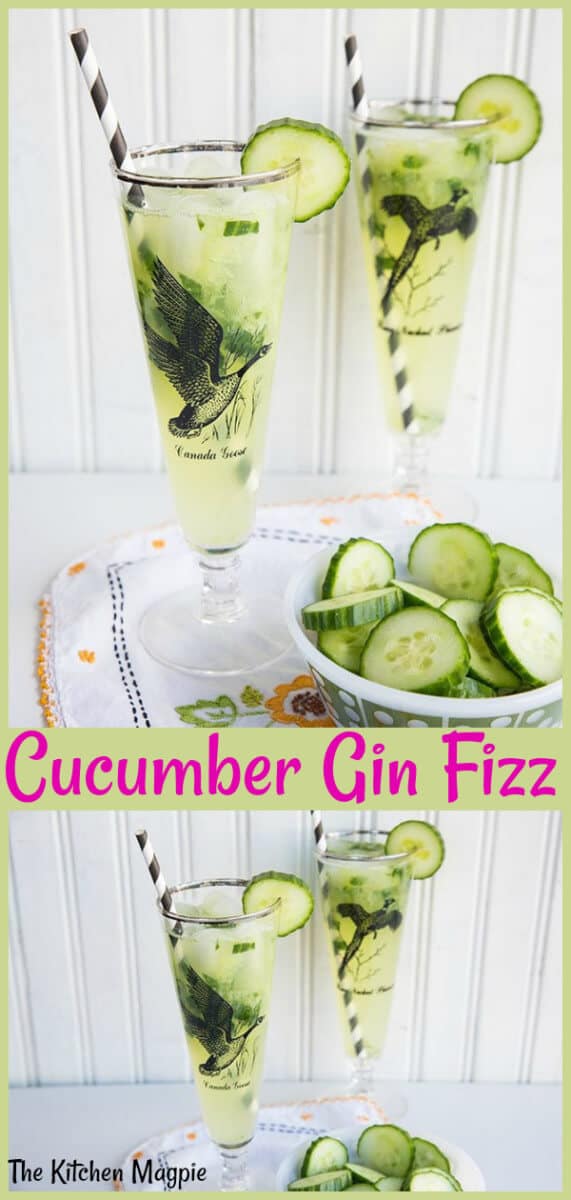 Crisp, cold and refreshing, this Cucumber Mint Gin Fizz is a summertime cocktail must! #gin #ginfizz #cucumber