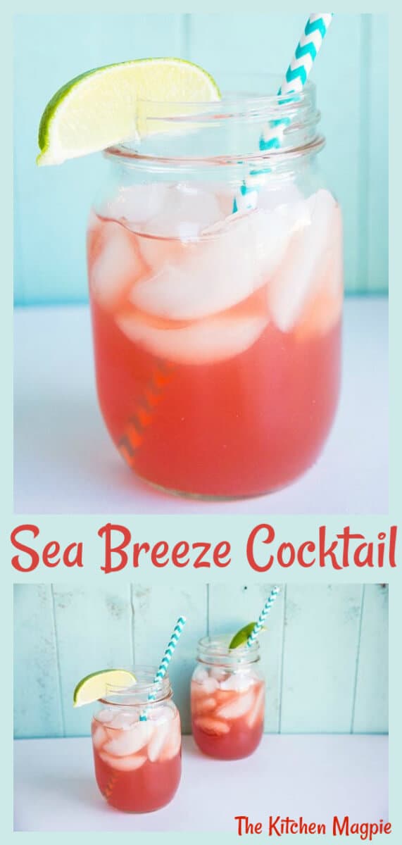 The Sea Breeze cocktail : vodka, cranberry and grapefruit juice combine to make one easy drinking cocktail! #cocktail #cranberry #grapefruit