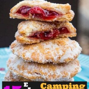 stack of Campfire Cherry Hand Pies showing the inside of it