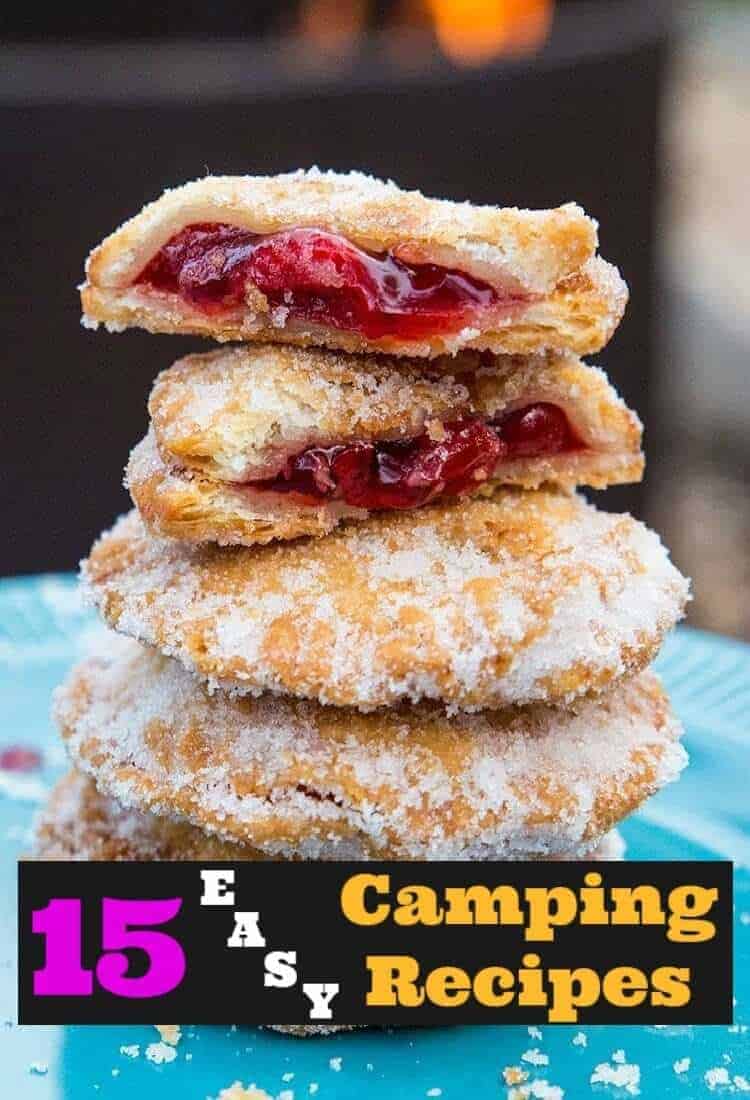 stack of Campfire Cherry Hand Pies showing the inside of it