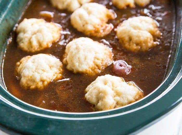 close up of Crock Pot Dumplings soup