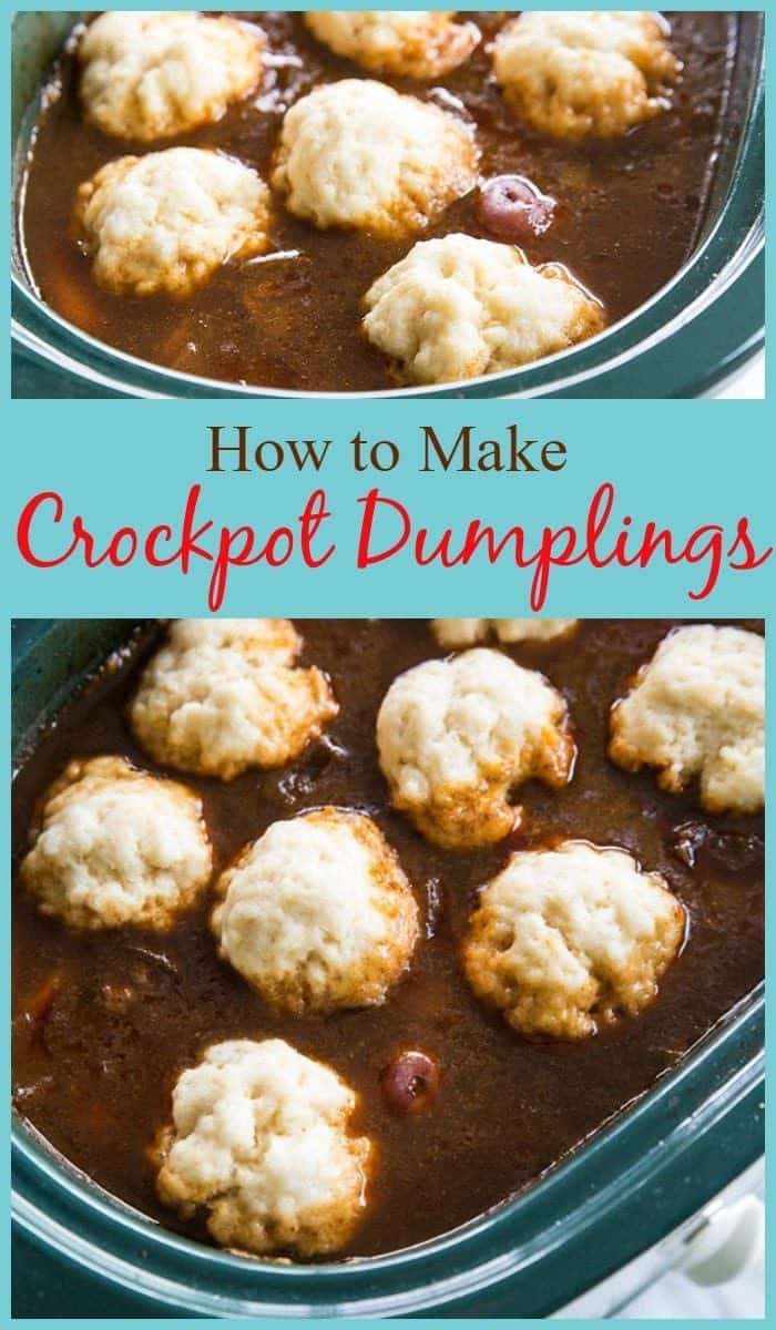 How to make Slow Cooker or Crock Pot Dumplings right in the slow cooker! #slowcooker #dumplings #crockpot #stew