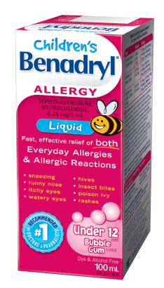 Box of Benadryl for children's alleregy 