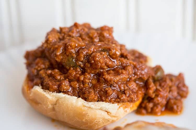 Sloppy Joes on top of hamburger buns