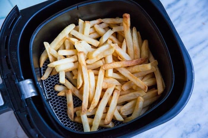some fries inside the airfryer