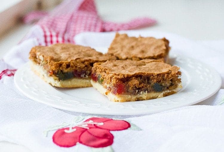 3 pieces Walnut Cherry Slice Bars in a white plate