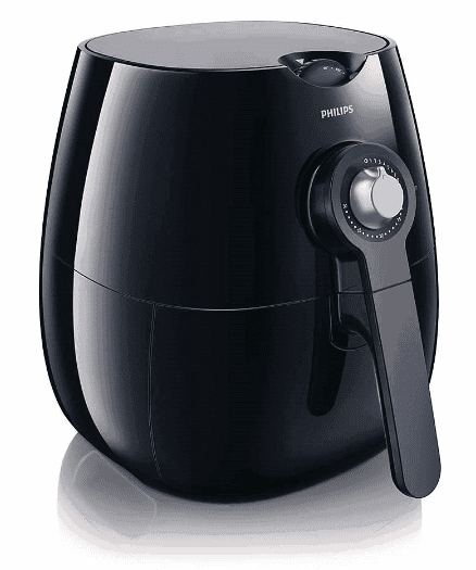 black, sleek and small Philips brand airfryer