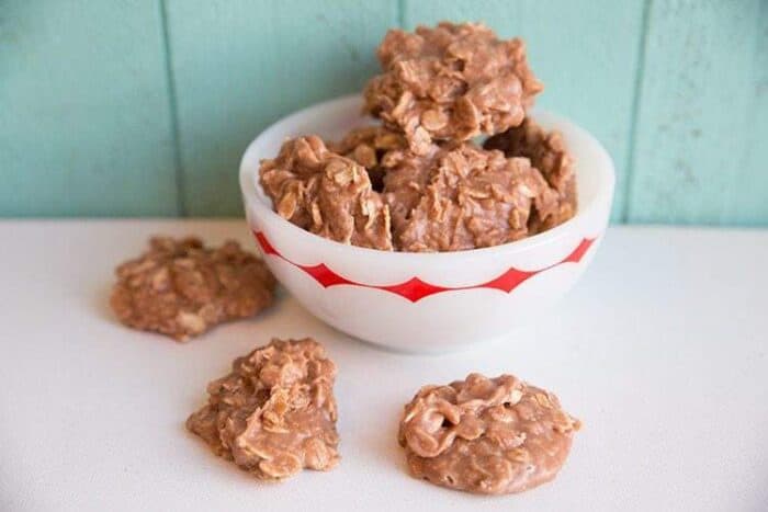Chocolate Peanut Butter Oatmeal Cookies in a bowl