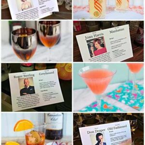 How to Throw a Mad Men Party - collage of home cocktail party details