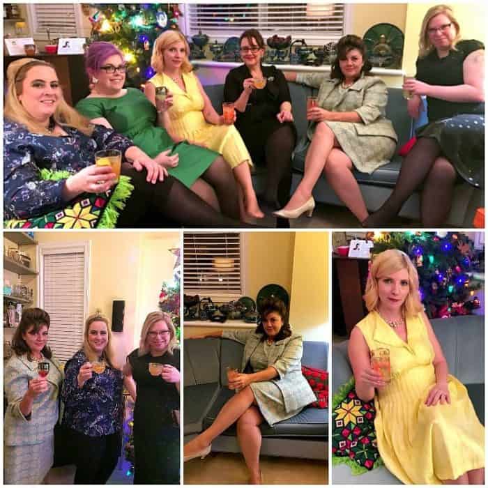 collage of home cocktail party photos of women holding their drinks