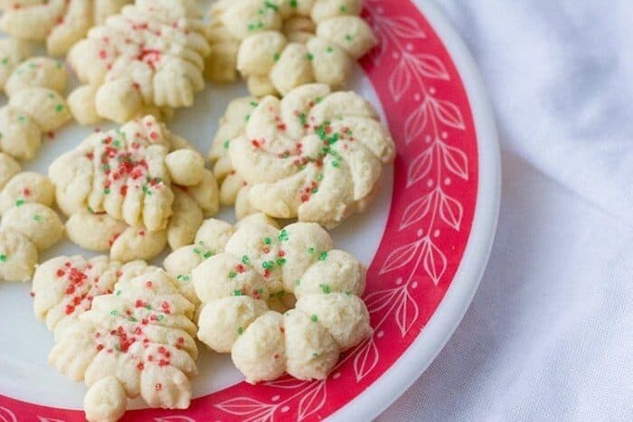 Old Fashioned Classic Spritz Cookies in a plate