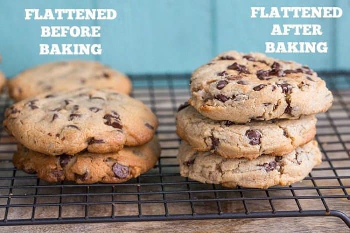 cookies showing the difference between the two flattening methods