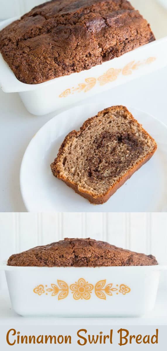 This Cinnamon Swirl Bread is a recipe my mom has made for decades! A delicious quick bread that has a cinnamon swirl and topping! #bread #cinnamon