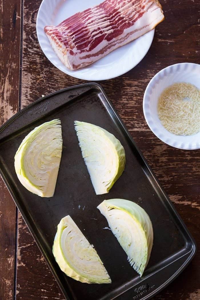 Ingredients Needed for Bacon Wrapped Roasted Cabbage Wedges