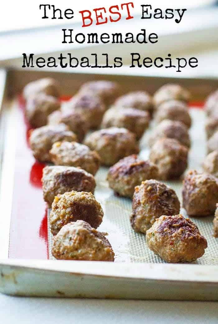 easy homemade meatballs on a baking sheet